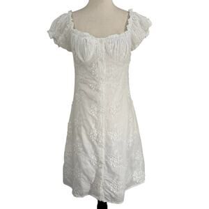 O.P.T. White Eyelet‎ Lace Mini Babydoll Dress S Y2K Cute Western Chic Sun Summer